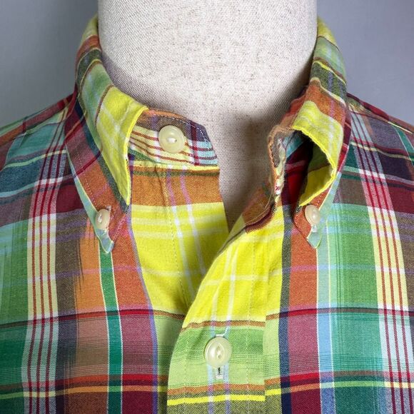 Ralph Lauren Men's, Sz L, Button Down, Short Sleeves, Multicolor Plaid, Bright - Picture 5 of 10